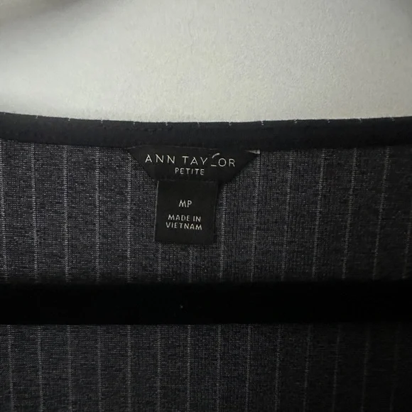 Ann Taylor Navy Blue Pinstripe Wrap-Style Long Sleeve Top - Picture 3 of 6